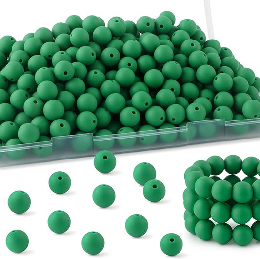 160Pcs 12mm Silicone Beads for Keychain Making Bracelet Necklace, Bulk Round Silicone Beads for Pens（Christmas Green）