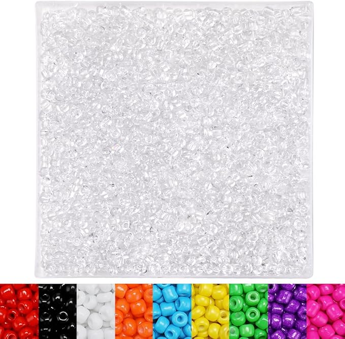 IOOLEEM Clear Seed Beads, 4000+ pcs 3mm Glass Beads for Jewelry Making & Bracelets Making