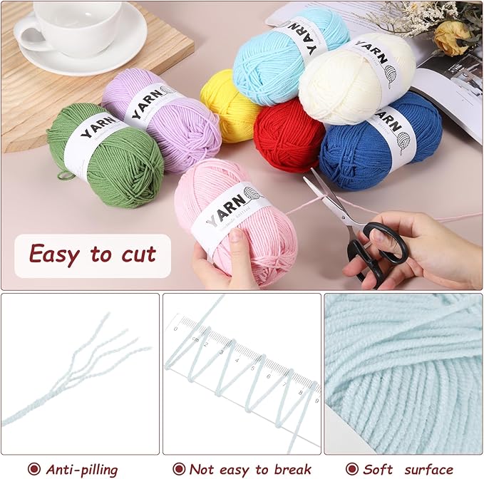 6Pcs Light Blue Acrylic Yarn 790 Yard 4 Ply Soft Crochet Yarns Sport Weight Yarn,[for DIY Crocheting Knitting Craft Blankets Hats]-300g