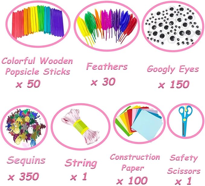 VLUSSO 3000Pcs Arts and Crafts Supplies for Kids Girls 8-12 Craft Kit with Pipe Cleaners Beads Crafts for Kids DIY School Supplies Set Crafting Box for Girls Boys Age 4-6, 6-8, 8-12 Years Gifts
