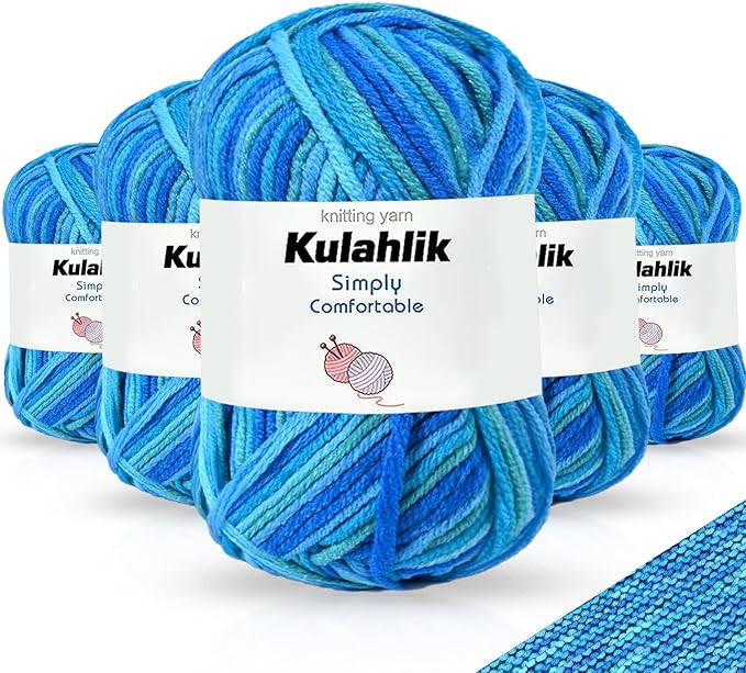 250g(5x50g) Acrylic Yarn for Crochet/Knitting, Colorful Gradient Yarn Thread, 5 Rolls Skeins, Perfect for Any Knitting Crochet and Crafts Mini Project