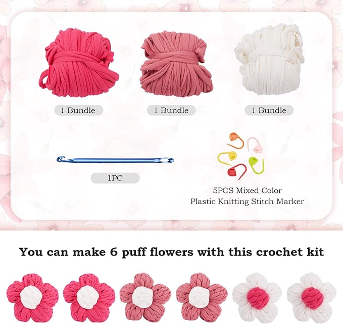 Magibeads Elastic Fabric Crochet Cloth Yarn Kit for Handmade Knitting Bag Spaghetti Knitting Yarn for DIY Blanket Cushion Crocheting Amigurumi Crochet for Home Decor