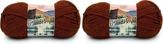 Lion Brand Hometown Yarn 2-Pack, Bulky Yarn for Knitting and Crocheting, Stowe Sugar Maple