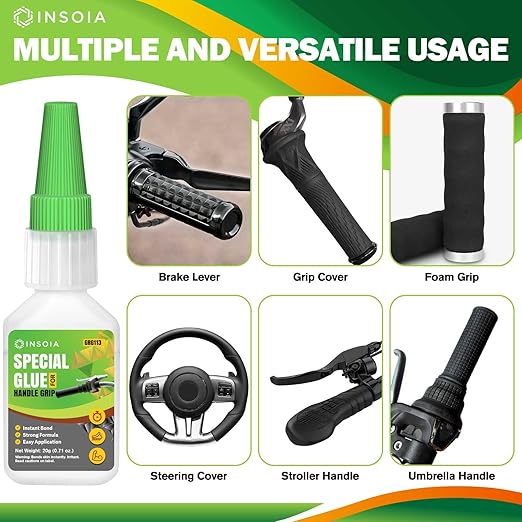Grip Glue, 20g Quick Dry Handlebar Grip Adhesive for Motorcycle, Dirt Bike, ATV, Bicycle, Ebike & Snowmobile – Quick-Dry, Waterproof, Flexible Repair Clear Glue
