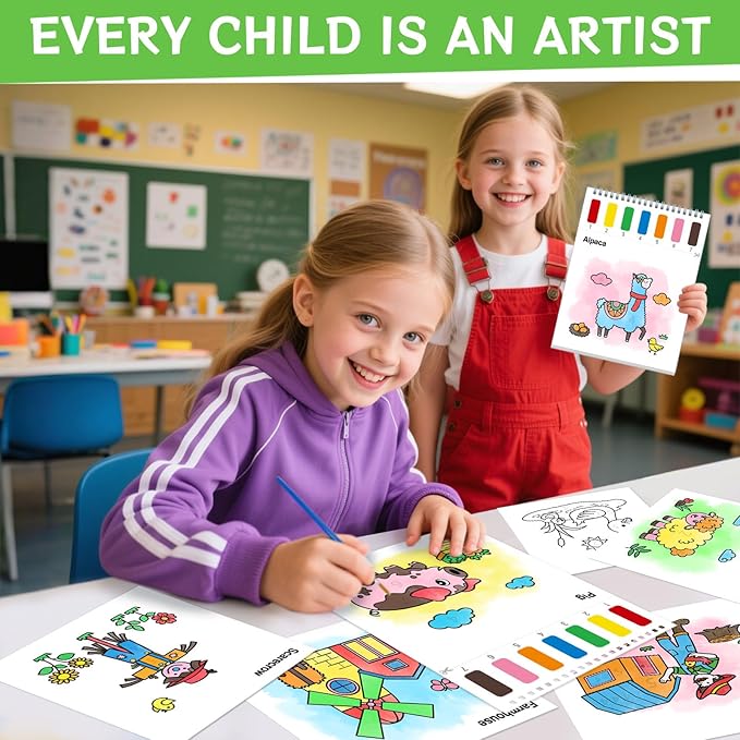 SOCOLER Paint with Water Coloring Books for Toddlers,Farm Theme Mess Free Watercolor Painting Papers for Kids Water Color Paint Kit Art Craft Birthday Gift for Ages 1-3, 4-8
