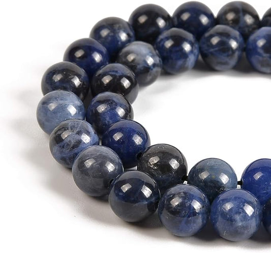 36pcs 10mm Natural Blue Sodalite Gemstone Round Spacer Loose Stone Beads for Jewelry Making 15.5" 1 Strand (Blue Sodalite, 10mm 36Beads)