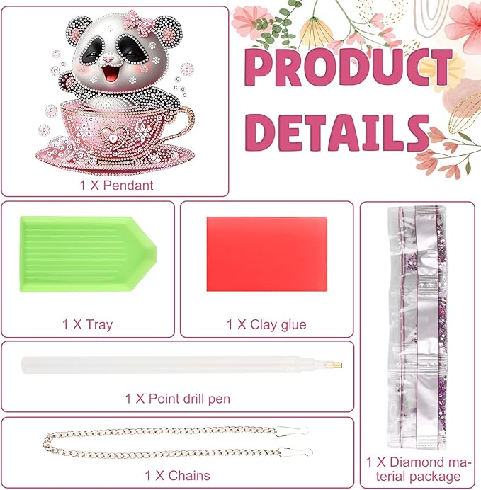 DOMROM Panda Diamond Art Hanging Kits for Adults Beginners, Special Shaped Crystal Diamond Painting Panda Pendant, DIY Diamond Art Suncatchers Animal for Home Garden Wall Decor Gift