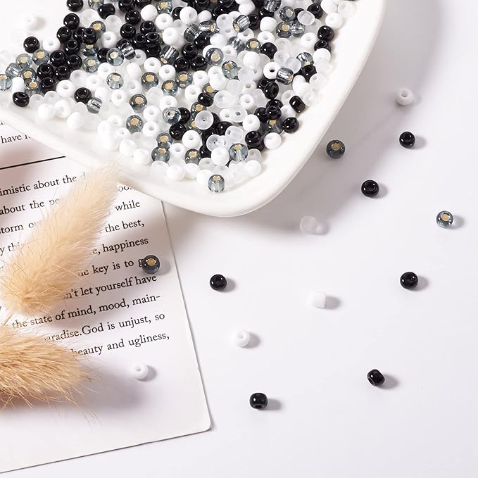 Pandahall Morse Code Bracelet Jewelry Making Kit Including 1170Pcs 4mm Round Glass Seed Beads 21.8 Yards 0.8mm Nylon Cord for Handmade Bracelet Necklace Jewelry Crafts