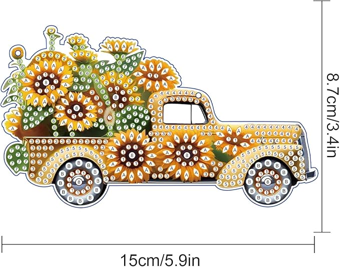 AiYuanzsh Sunflower Car Diamond Painting Pendant Kit, 5D DIY Acrylic Rhinestone Diamond Art Hanging Ornament with Chain, Paint by Number Decorative Art for Wall, Home Decor Gift for Adults