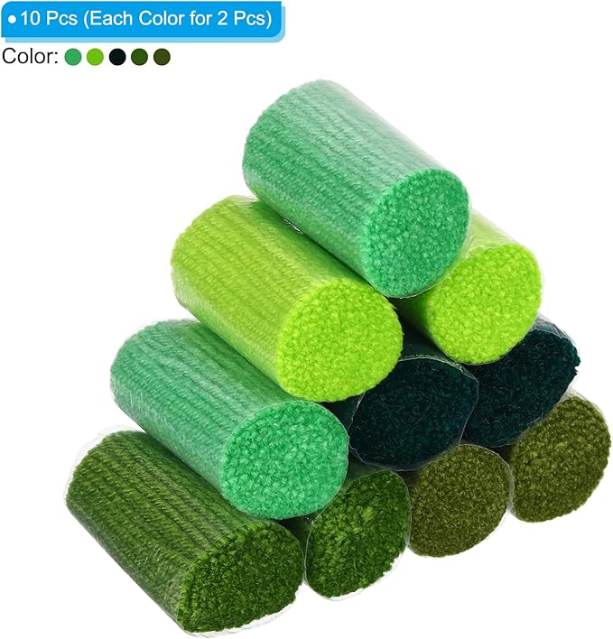 PATIKIL 10 Rolls Latch Hook Yarn, Latch Hook Kit Yarn Precut Hook Rugs Yarn Crochet Colorful for Latch Hook Rug Adults Beginners, Green Tone
