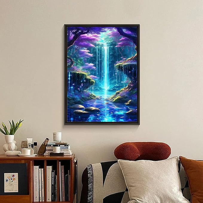 Waterfall Diamond Art Kits for Adults, Landscape Scenery Diamond Painting Kit for Adults Beginners, 5D DIY Diamond Painting with Round Gem Art Kits for Home Wall Decor 12x16 Inch