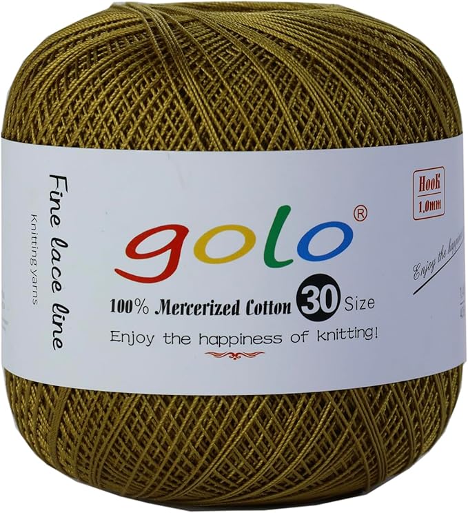 golo Crochet Thread Size 30 Yarn for Hand Kniting Yarn for Tatting Yellow Brown 270