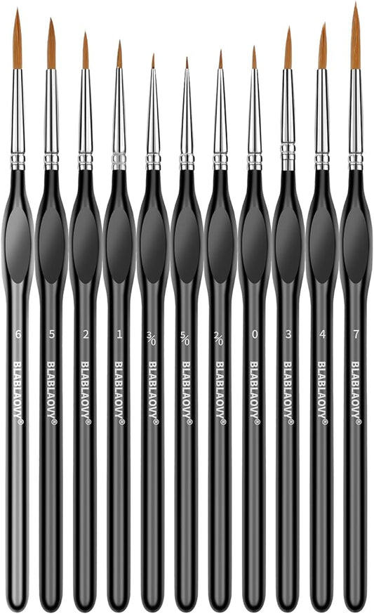 Detailing Paint Brush, 11 Pcs Miniature Paint Brushes with Triangular Handles, Art Paint Brushes for Acrylic Painting, Model, Face, Figurine, Watercolor, Oil, Paint by Numbers Kit for Adults