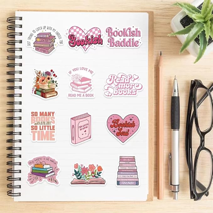 taeekiy 200 pcs reading book stickers bulk,motivational scrapbook book stickers for kindle adult teacher, inspirational journal planner bookish stickers for kindle case water bottles,laptop, phone