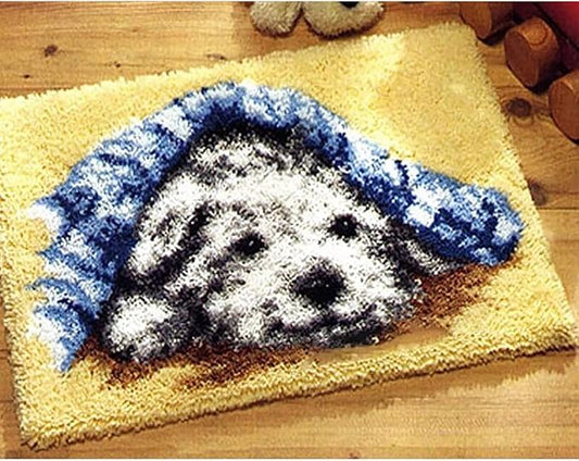 ZFFLYH Latch Hook Kits DIY Crochet Yarn Rugs Tapestry Hooking Needlework Crafts Arts Kit Color Preprinted Pattern Home Decoration Festival Gift for Adults and Beginner,Dogs