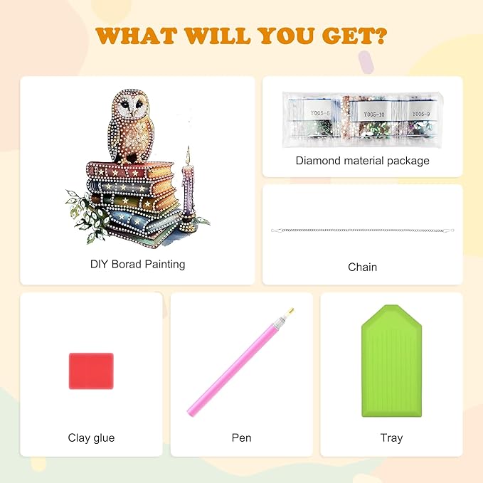 HEIBAGO Diamond Art Hanging Kits for Adults Kids, Hanging Diamond Art Owl, 5D Special Shaped Crystal Diamond Painting Kit,DIY Pattern Window Pendant for Home Wall Decor 8.3x8.3Inch