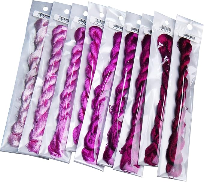 Natural 100% Silk Thread, Handmade Embroidery Thread Silk Floss 9 Colors 110m Each (38)