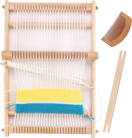 CYCHIRV Weaving Loom Kit, 15.2" H x 9.85" W Wooden Tapestry Looms, Warp Frame Loom Heddle Bar for Weave Board Weaver Tapestry Kids Beginner