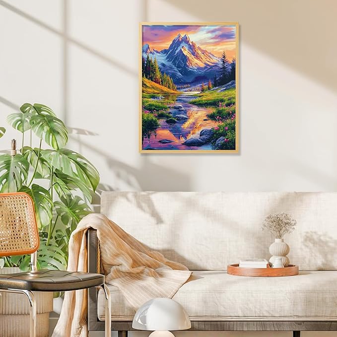 Camocin Diamond Art Kits for Adults Mountains Lake, 5D Mountains Diamond Painting Kits for Adults Beginners, DIY Landscape Full Round Dots Drill Gem Art Kit for Gift Home Wall Decor 12 x 16 Inch