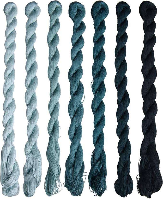 Natural 100% Silk Thread, Handmade Embroidery Thread Silk Floss 7 Colors 110m Each (49)