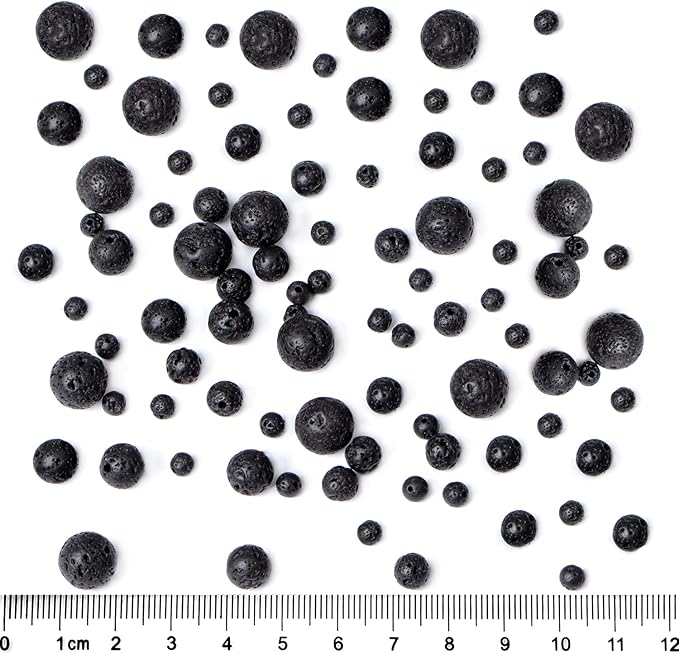 bymitel 6mm natural lava round beads gemstones genuine with 210pcs diy jewelry making unisex (6mm 210pcs, black lava)