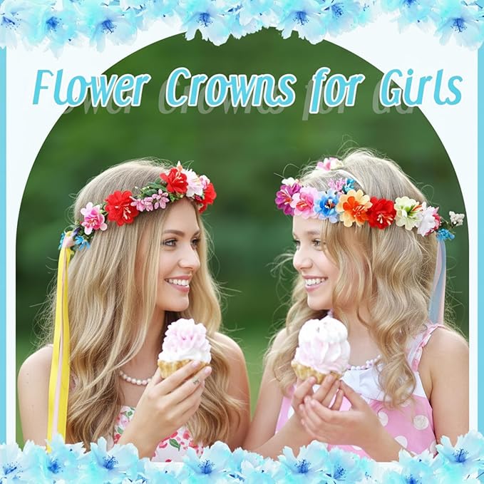 Syhood Mini Plum Blossom Crowns Making Kit, 120 Pcs Parts, Make Your Own Flower Wreath Headbands and Bracelets Craft Kit Hair Accessories Handmade DIY Floral Crown Garland Presents