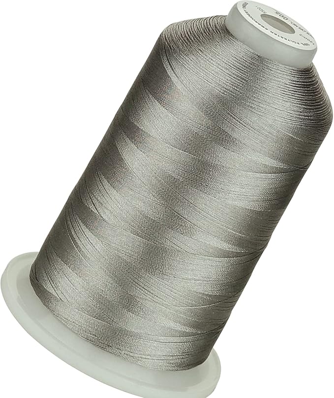 Simthread 5500Yds Embroidery Thread, 5000M High-Yardage 40WT 100% Polyester Thread – 170+ Vivid Colors, High-Speed Rated – Compatible with Brother, Singer, Janome & More - Silver 005