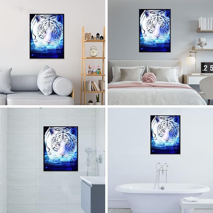 NAIMOER Tiger Diamond Art Kits for Adults, Full Drill 5d Diamond Art Animals Diamond Art Kits Gem Art Painting Rhinestone for Home Wall Art Decor 30x40 cm