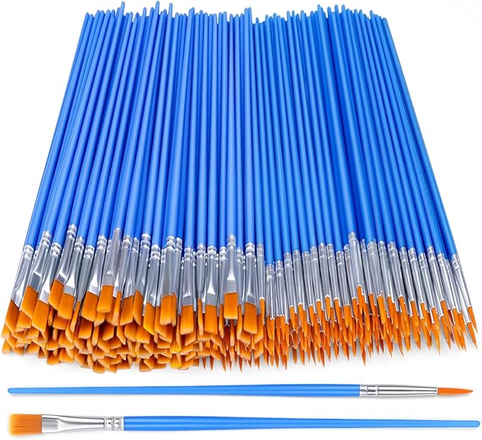 AROIC Acrylic Paint Brush Set, 200 pcs Nylon Hair Brushes for All Purpose Oil Watercolor Painting Artist Professional Kits
