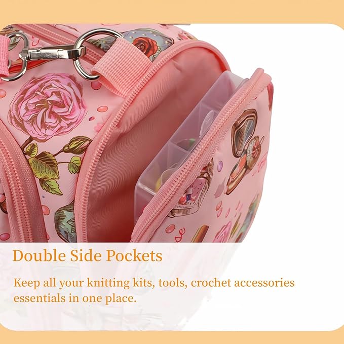 Yarn Bags for Crocheting Large, Large Yarn Storage Organizer, Material Strong Crochet Yarn Holder Stand Bag with Many Pockets for Knitting Supplies, Crochet Lovers, Teens Women Gift