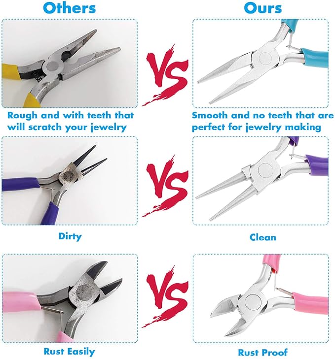 shynek 3pcs jewelry making plier tools with needle/chain/round nose pliers and wire cutter for jewelry repair, wire wrapping, crafts, jewelry making supplies