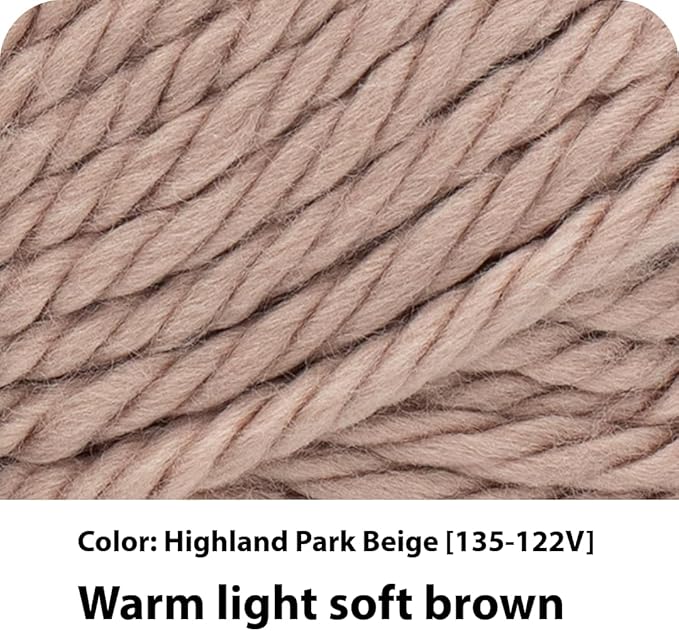 Lion Brand Yarn Hometown Yarn, Super-Bulky Yarn for Knitting, Crocheting, and Crafting, 3 Pack, Highland Park Beige