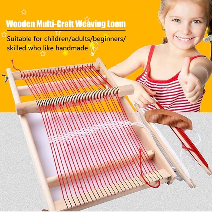 Weaving Loom Kit,Wooden Multi-Craft Weaving Loom Tapestry Loom Large Frame 9.85x 15.5inch,DIY Hand-Knitting Weaving Machine with Loom Stick Bar for Kids, Adult and Beginners Handcraft Loom
