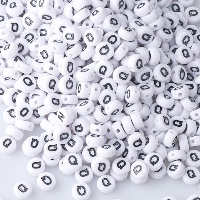 500pcs Letter Q Beads Bulk, Letter Beads, Alphabet Bead for Friendship Bracelets, Jewelry Making Supplies,DIY Making Kit