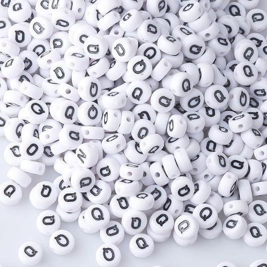 500pcs Letter Q Beads Bulk, Letter Beads, Alphabet Bead for Friendship Bracelets, Jewelry Making Supplies,DIY Making Kit
