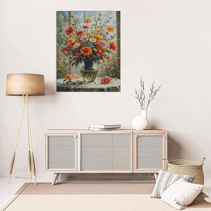 mybisymqq flowers stamped cross stitch kits cross stitch patterns,full line diy cross stitch stitching kit for home decor cross stitch patterns 11.8x15.7 inches