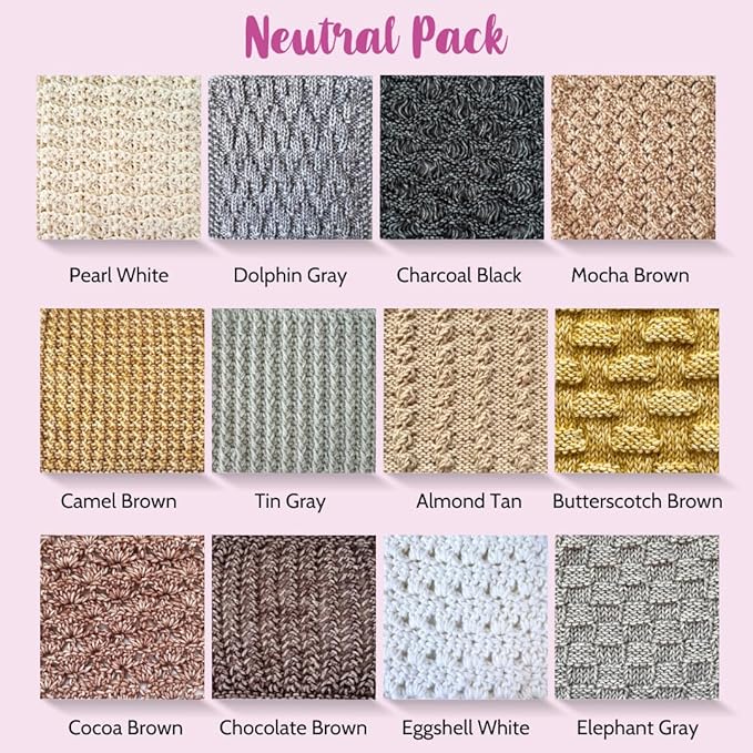 Cotton to The Core Cotton Yarn for Crocheting, 12-Pack (1704 Yds / 600G), Free Patterns, Beginners Friendly - Soft Baby Yarn for Knitting - 3 DK Light Worsted Weight - Neutral Pack