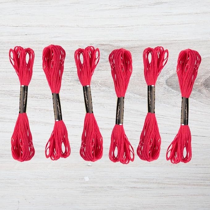 embroidery floss pack – 6 skeins, 8.7 yards each – rose red embroidery floss for needlework, diy bracelets, crafting, weaving