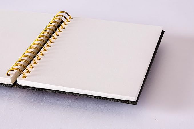 Olympian Ringed Sketchbook, A5 Size 5.5 x 8.25 inches, Gold Metal Ring Binding Lays Flat, 60 Sheets, 150 GSM Fine Art Paper for Artists, Ideal for Pencil, Ink, Watercolor, Leda Art Supply (Pack 2)