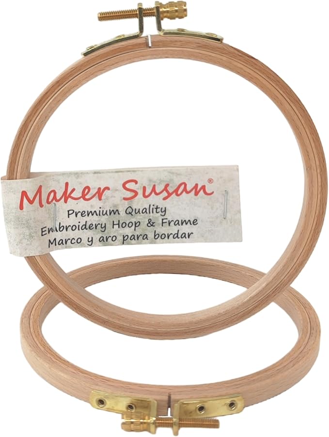 maker susan 4" wood embroidery hoop, round beechwood cross stitch hoop with adjustment brass screw, cross stitch hoops and frames, suitable for embroidery, craft sewing (4 inch)