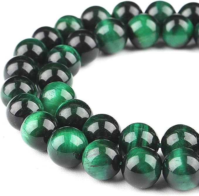 Natural Stone Beads Gemstone Beads for Jewelry Making - Crystal Beads for Bracelets, 6mm Beads Round Loose Beads(59-62pcs, 6mm, Green Tiger Eye)