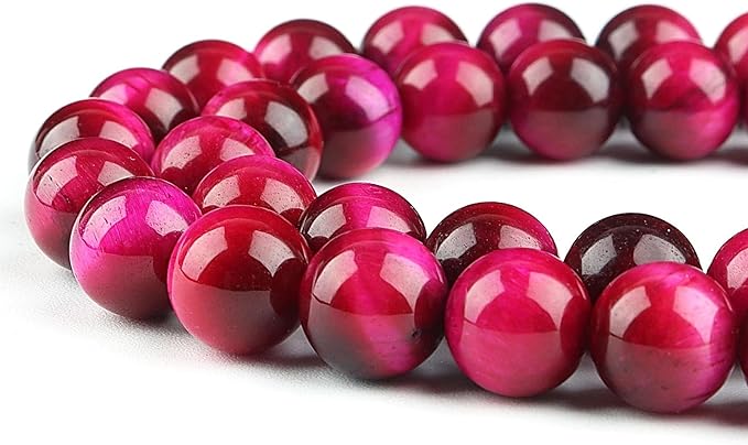 Natural Stone Beads Gemstone Beads for Jewelry Making - Crystal Beads for Bracelets, 6mm Beads Round Loose Beads(59-62pcs, 6mm, Pink Tiger Eye)