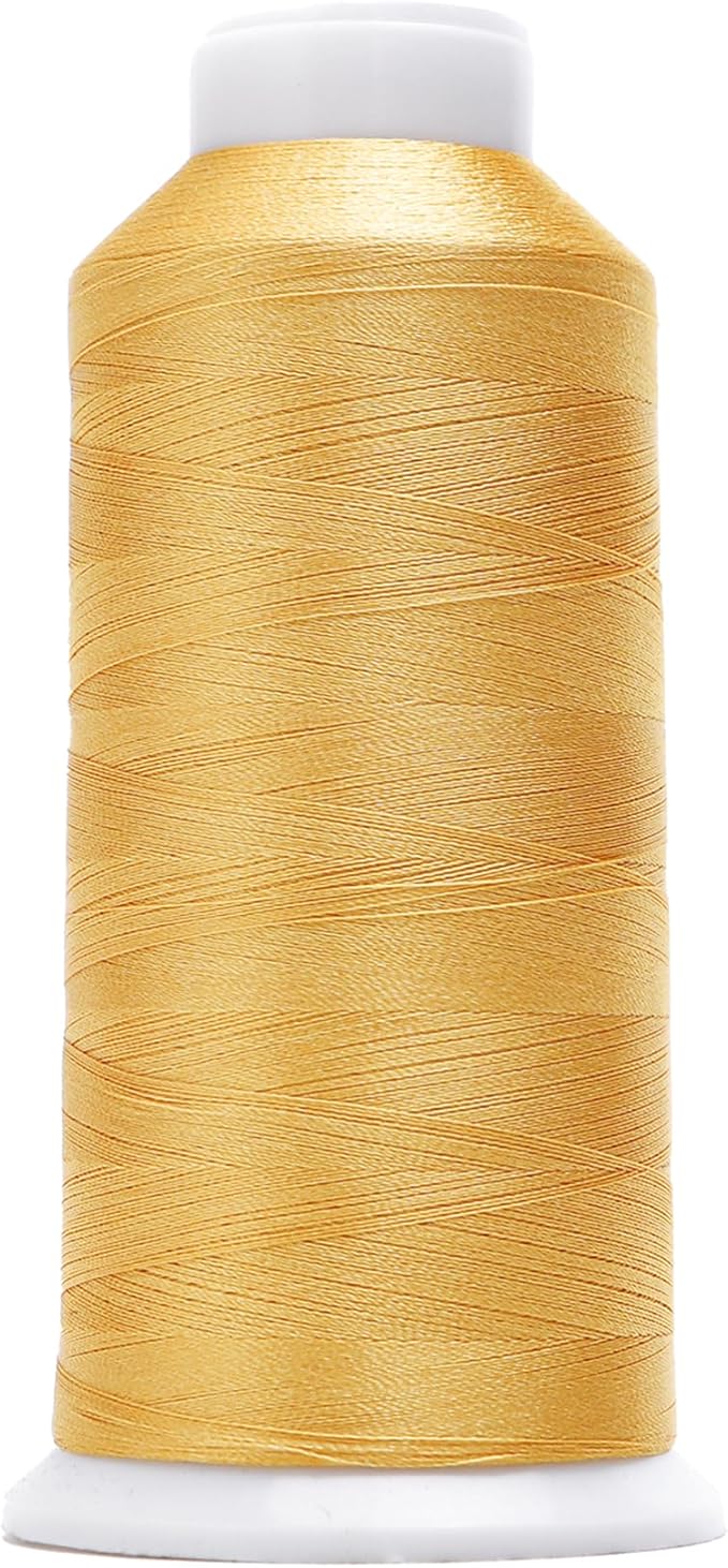High Tenacity Polyester Embroidery Machine Thread 40WT(120D/2) 4000M Per Spool for Commercial and Domestic Embroidery Machine (Gold-1670)