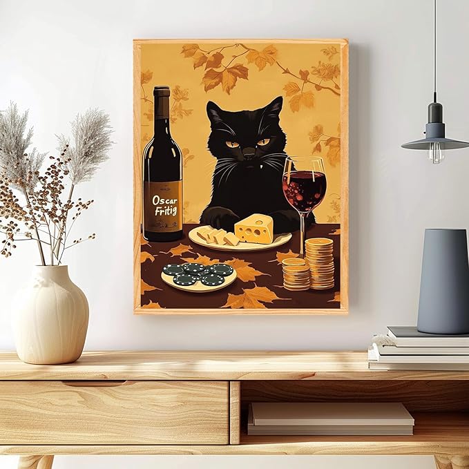 MAXBYE Funny Cats Paint by Numbers Kits for Adults Beginners, Black Cat Poker Night Paint by Number for Adults,Easy Canvas Paint by Numbers for Home Wall Decoration and Gifts 12x16inch