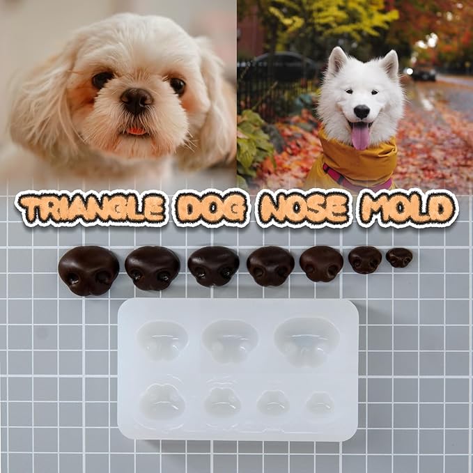 Nuvretk 7 Cute Silicone Molds for Needle Felting - Dog Nose Shapes for Stuffed Animals, DIY Crafts, and Accessories (Triangle)