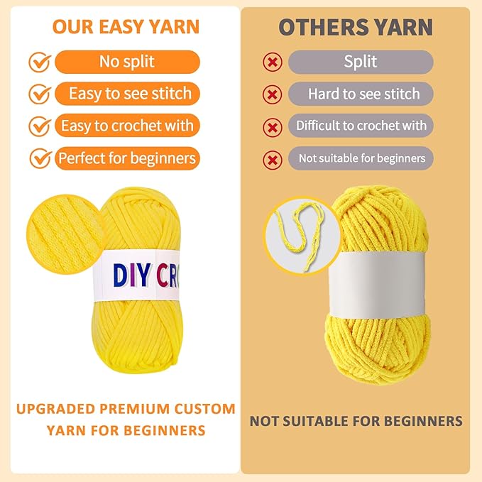 wokdsbl Crochet Kit for Beginners with Upgraded Premium Custom Yarn and Step-by-Step Video Tutorials, Ideal DIY Craft Gift, Crochet Animal Kits for Easter Egg Fillers (Bunny & Chick & Dinosaur)
