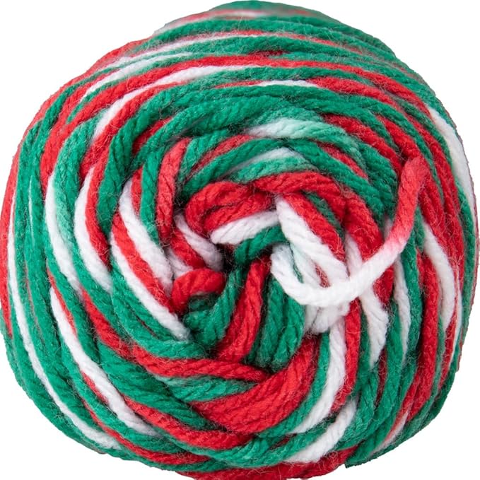 Craft County Size 4 (Medium) 100% Acrylic Fiber Yarn – Variety of Color and Pattern Options – Great for Crochet, Knitting, and Weaving (Mistletoe)