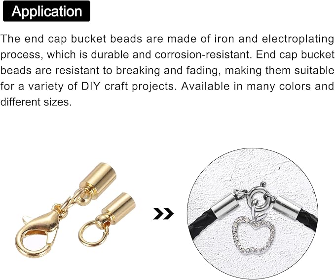 MECCANIXITY Fold Over Cord End Caps Rose Gold 4mm OD with Crimp Covers Lobster Claw Clasps DIY Jewelry Making for Bracelets and Necklaces Crafting 20 Pcs