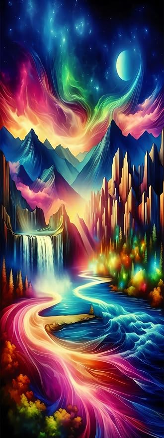 ZHUMUTO Extra Large Diamond Art Painting Kits for Adults,23.6x63inch/60x160cm Abstract Landscape Colourful DIY Full Round Drill Diamond Dots,Extra Large Size for Home Wall Decor Gifts