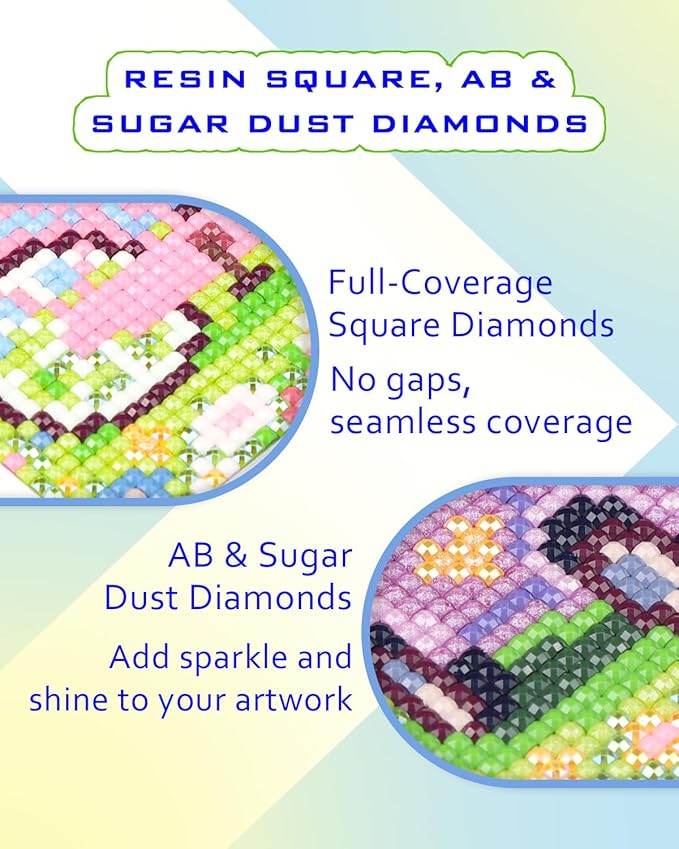 Foreveryoung Minigem Small Diamond Art Kits for Beginners, 12Pcs Resin Square Drill Diamond Painting Kits for Adults, 2-Hour Postcard-Style Mini Diamond Art 5x7 Inch – 2 Sets: Sea Echo & Dream Journey